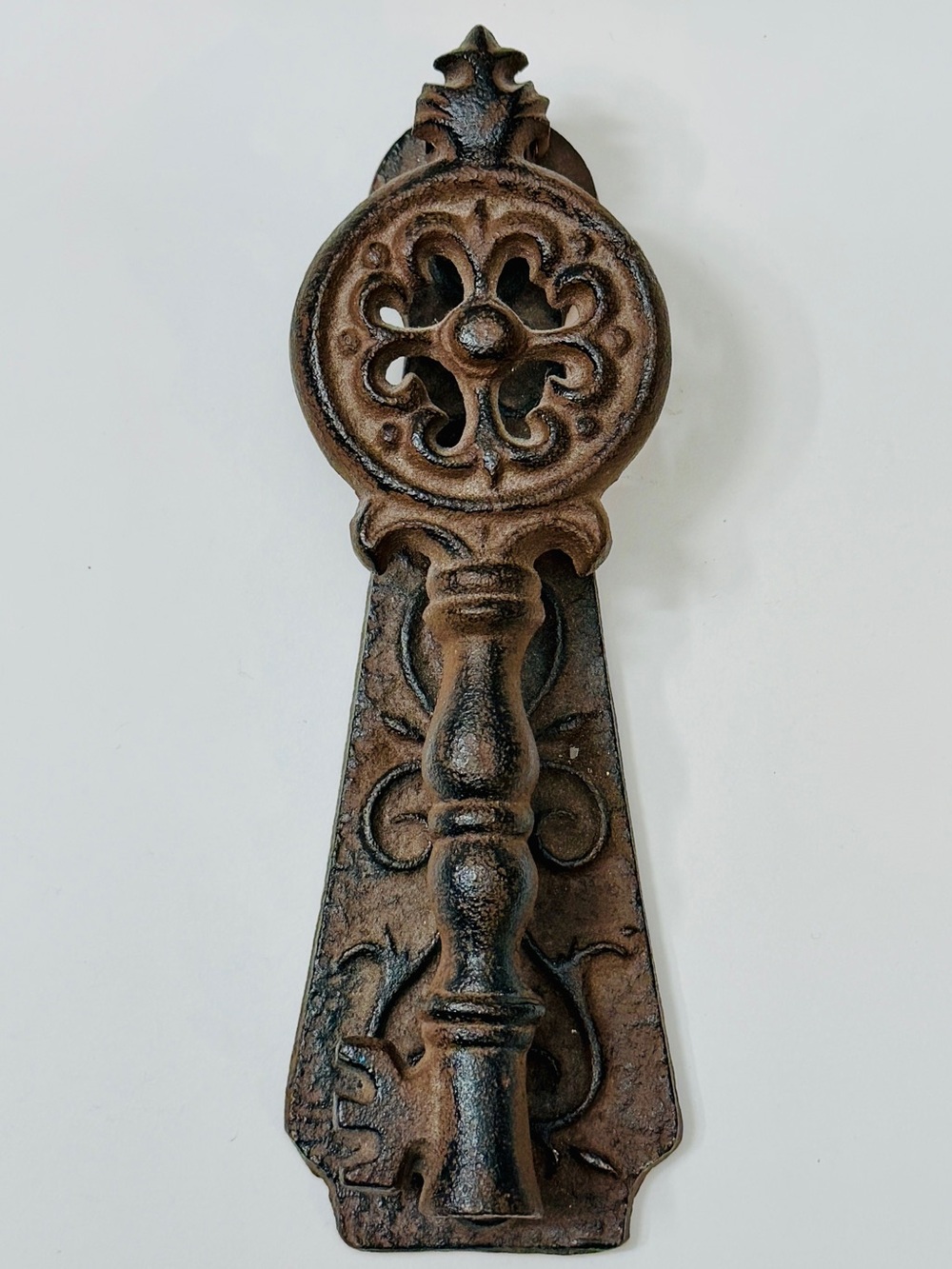 Rustic Cast Iron Fleur de Lis Door Knocker Ornate 7.5”